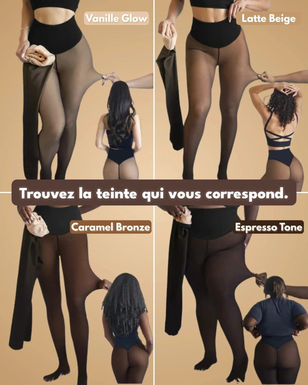 Collant thermique doublé polaire effet peau nue – Gainant taille haute