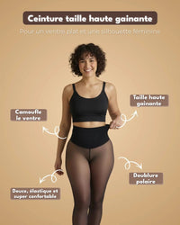 Collant thermique doublé polaire effet peau nue – Gainant taille haute